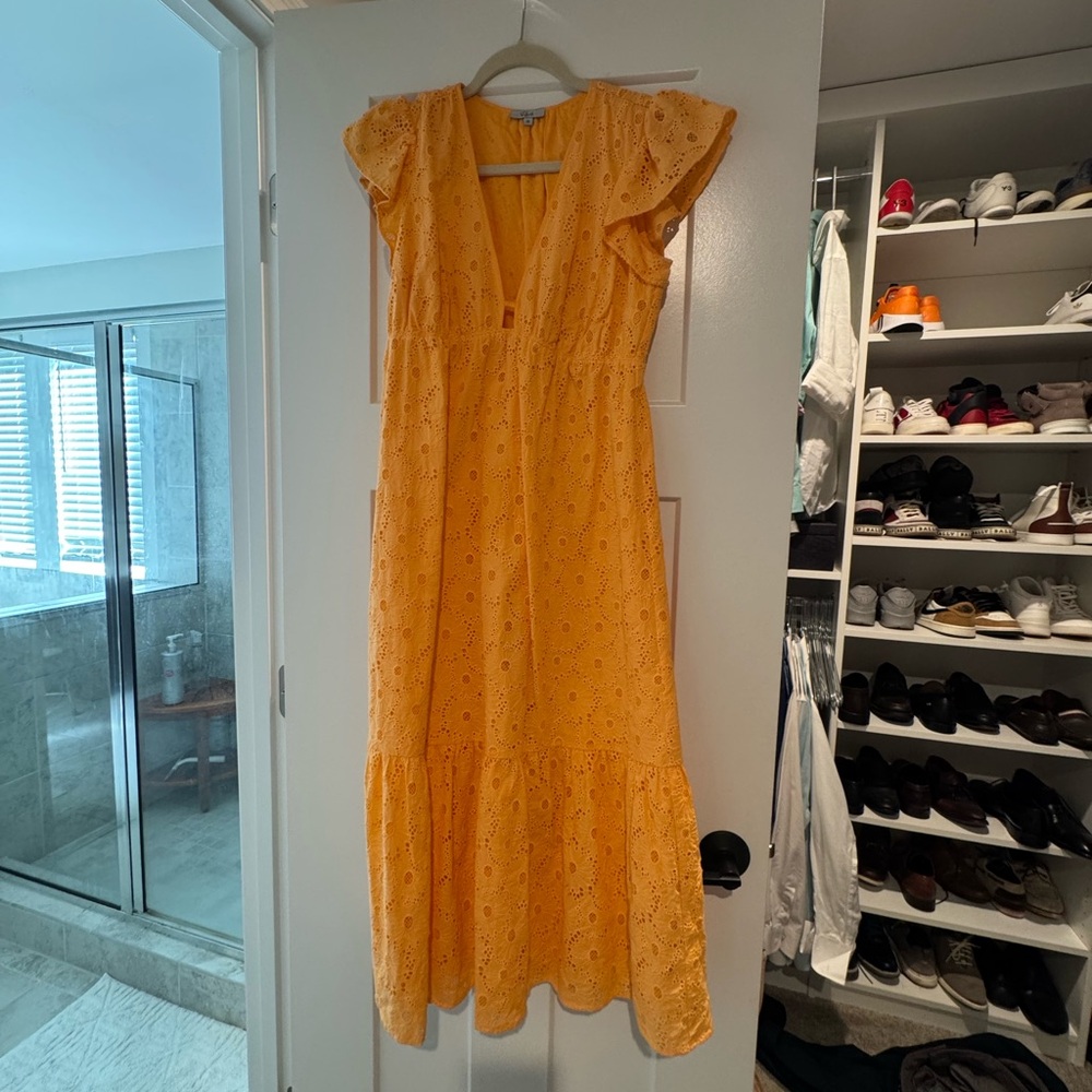Rails orange Eyelet Midi Dress